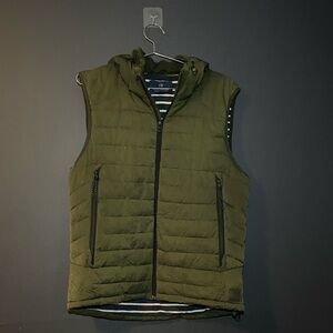 Scotch & Soda Olive Hooded Puffer Vest Size XL Detachable Hoodie